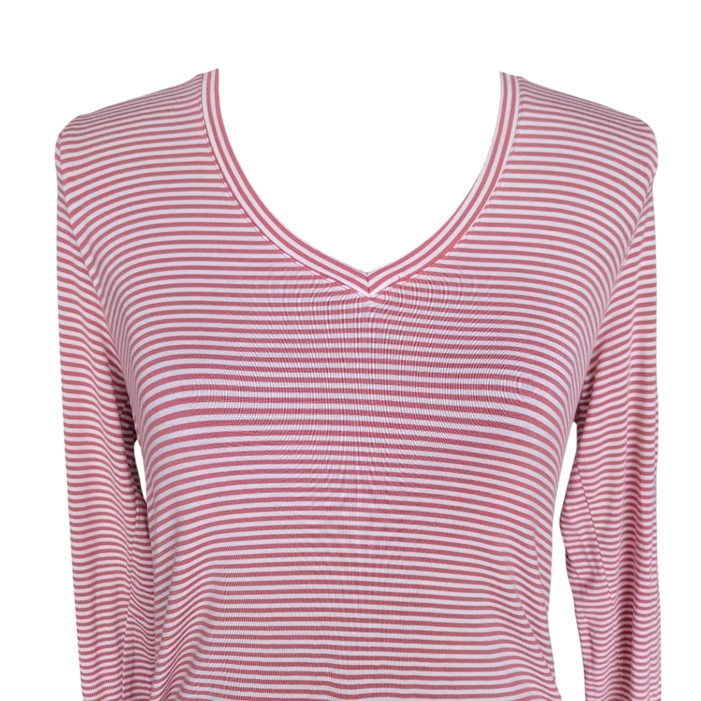 Old Navy Pink and White Stripe Luxe Long Sleeve Tee Women's Size M - Picture 4 of 8